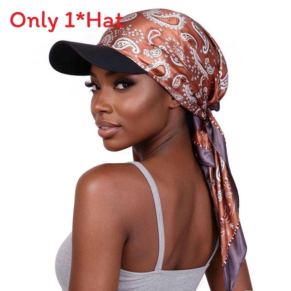 Fashion Print Silk Scarf Headwear With Sun Protection For Outdoor Activities