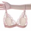 Sexy French Ultra-thin Bra Transparent Hollowed-out Hot Backless Anti-protrusion Rabbit Cup Lace Underwear