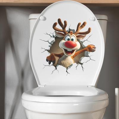 Creative Wall-breaking and Funny Reindeer Bathroom Toilet Toilet Decorative Wall Stickers