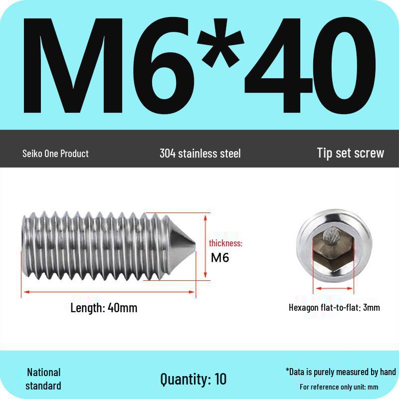 304 Stainless Steel Internal Hex Set Screw | Headless Grub Screw M2-M16