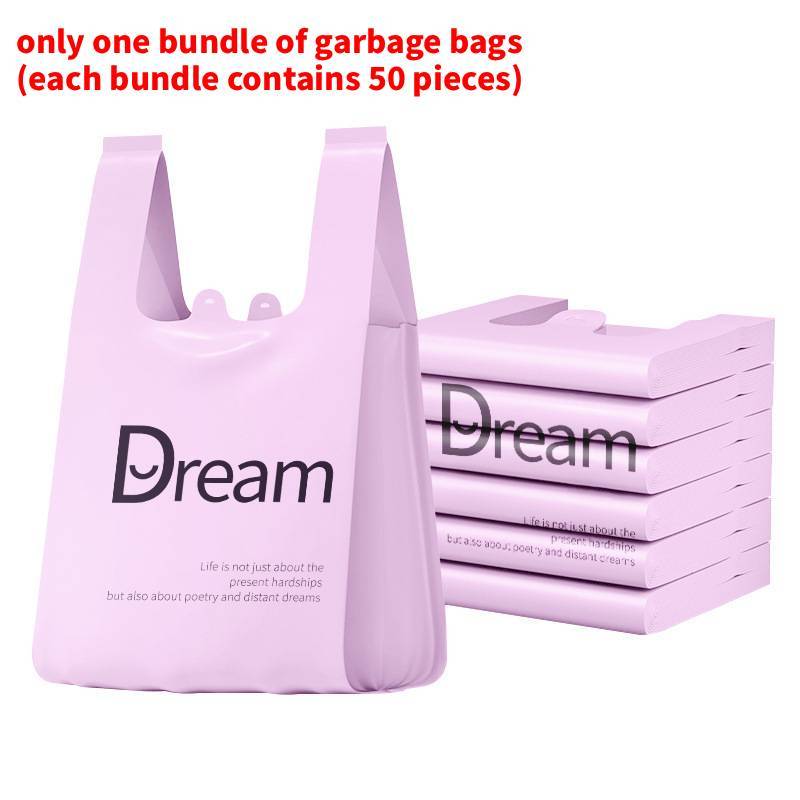 Household Pe Vest Style Trash Bag Pack With Handles For Kitchen Use 50pcs