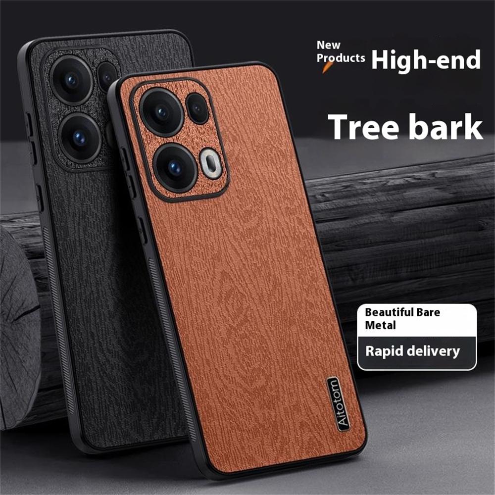 

Для Oppo Reno13 Pro 5G Чохол Текстура дерева Покриття з ПУ шкіри PC+TPU Чохол для телефону Blue