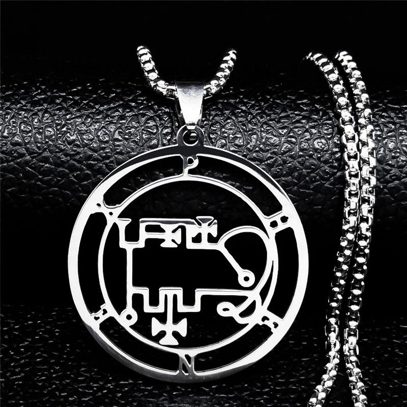 Astaroth Sigil Goetia Stainless Steel Necklace Solomon Demon Seal Satan Sigil satanique patch PIN Jewelry collier femme N7156S03