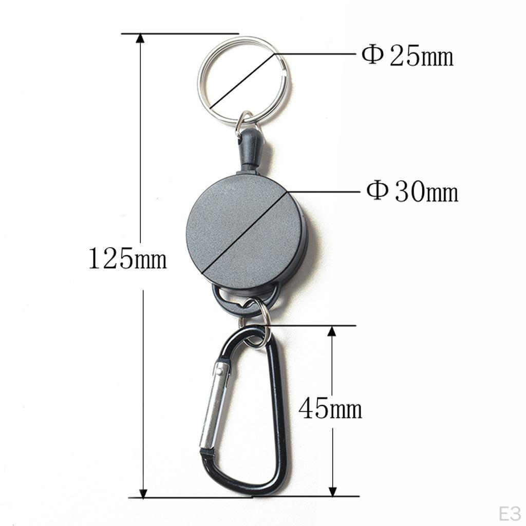 2 Pieces Retractable Key Chain Steel Reel Ring Belt Clip