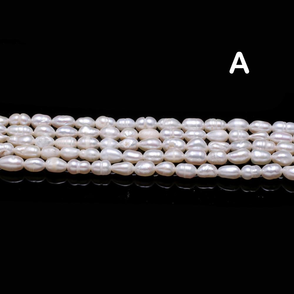 1String, Handmade Rice Beads, 4-5mm White Natural Shell Mother of Pearl Beads for Jewelry Making DIY Supplies, Wedding Birthday Gift Crafts 36cm