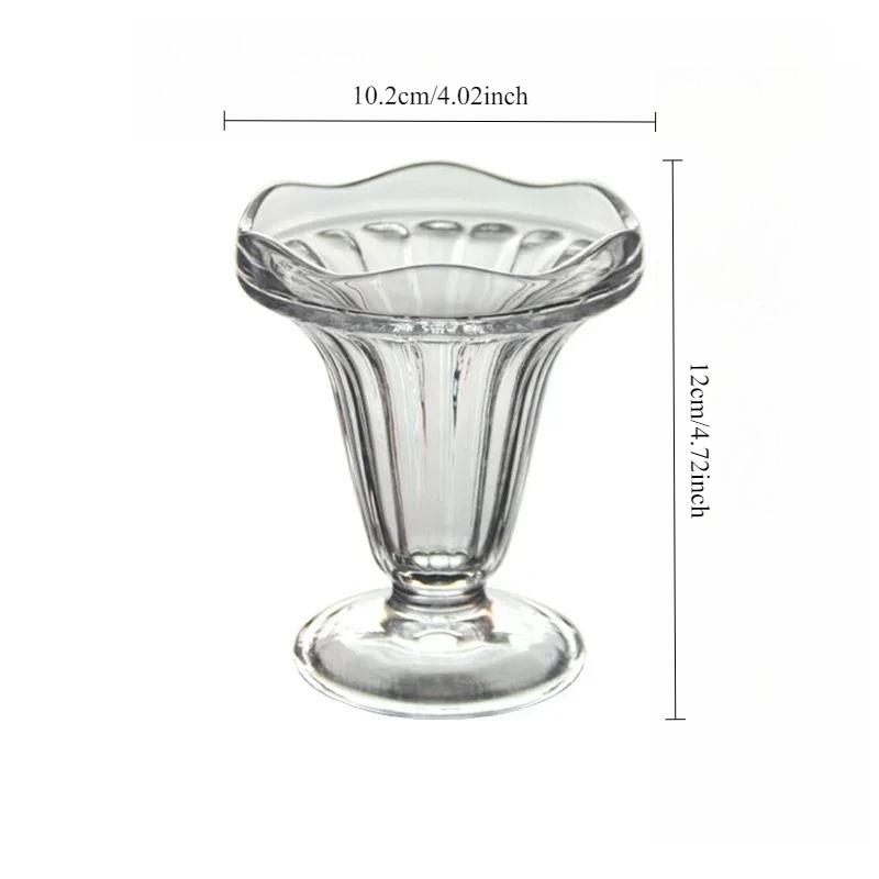 Ice-cream Cup Creative Lead-free Glass Juice Dessert Cup Salad Bowl for Home Ice Cream Milkshake Thickened Goblet Drinkware Mugs 1pcs