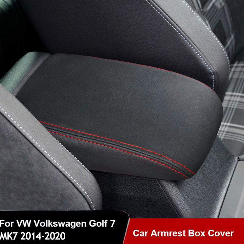 Pour VW Volkswagen Golf 7 MK7 2014- Boîte d'accoudoir de voiture Couvercle de console centrale Housse d'accoudoir Accessoires d'intérieur Housse en cuir PU