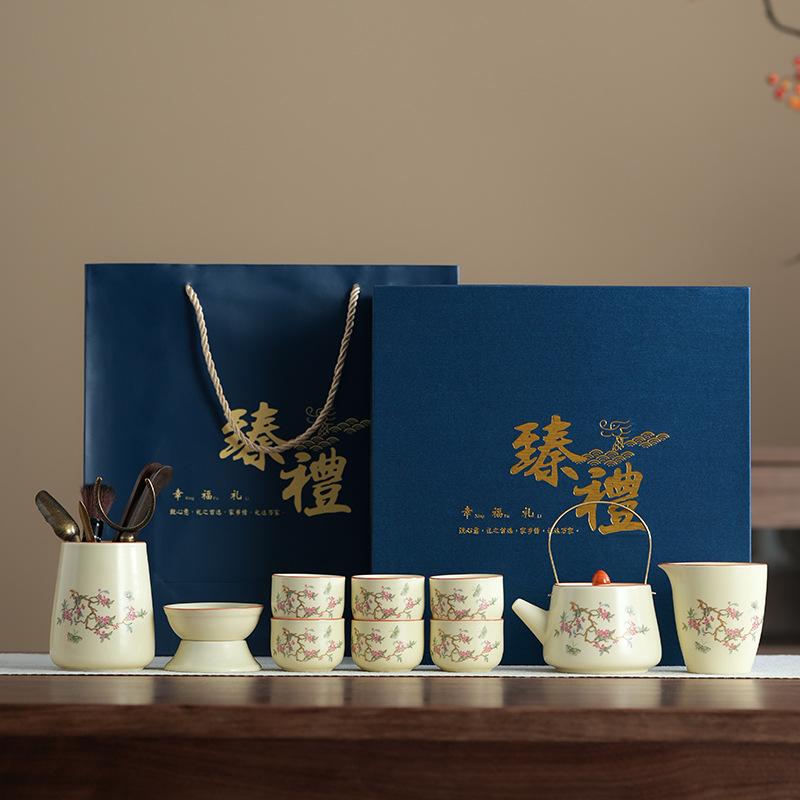 

Business gifts Ru kiln ceramic teapot fresh wisteria flowers