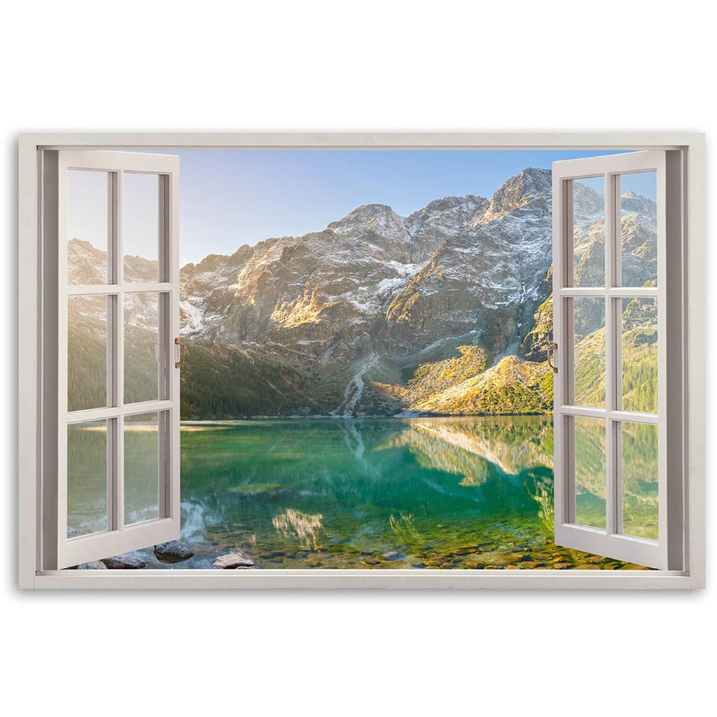 Canvas Print, Window Lake In the Mountains Nature