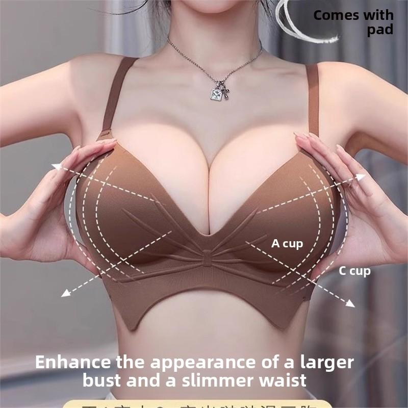 Seamless Thin Wireless Corrective Bra, Push Up Side Gathering Anti-Sag Special for Small Flat Chest Women Bra