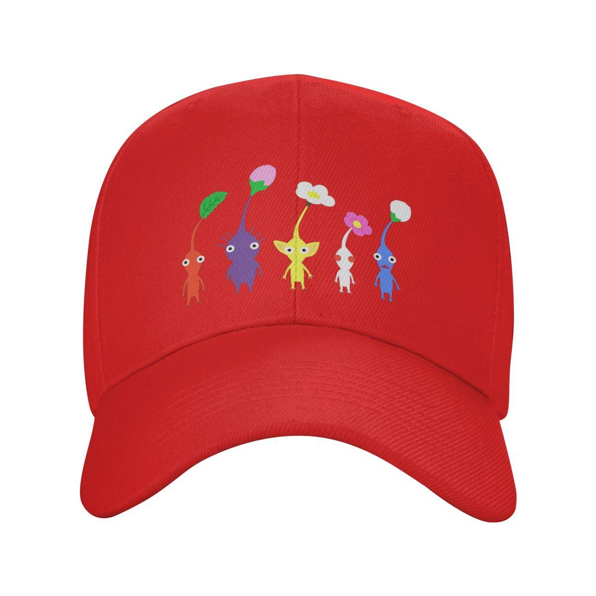 

Винтажные милые кепки-бейсболки Snapback с Пикминами для мужчин и женщин, кепка для улицы, хип-хоп бейсболка, кепка One Size