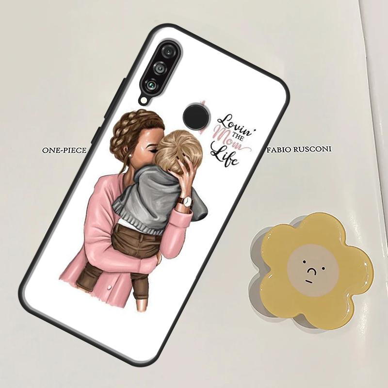 

Black Brown Hair Baby Mom Girl Queen For Huawei Nova 11 9 10 SE Y60 Y70 Y90 Y61 Y91 Nova 3i 7i 8i 11i P20 P40 Lite P30 Pro Case Huawei P20