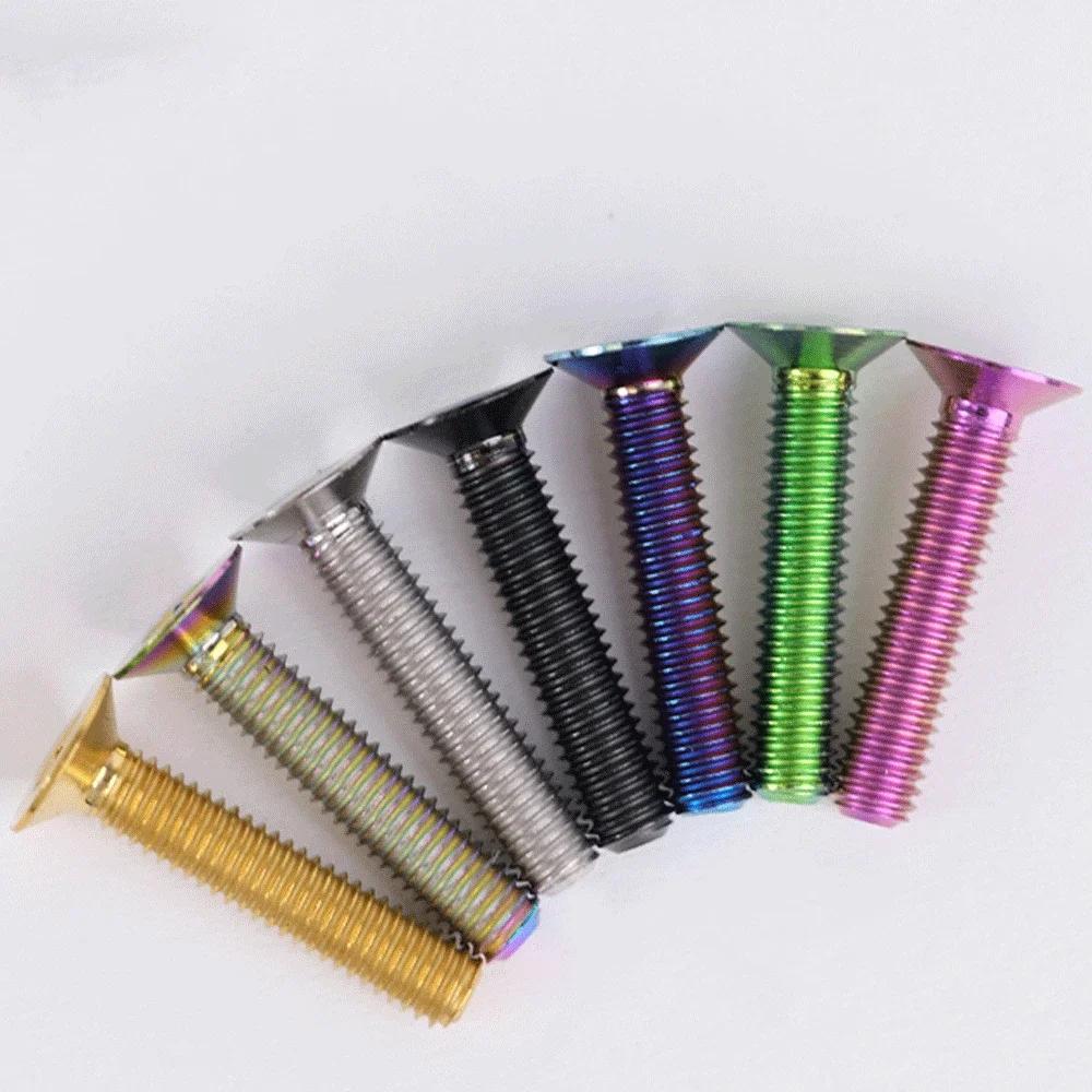 1 PC Various Color M3*6/8/10/12/15-30mm TC4 GR5 Titanium AlloyT10 Torx Flat Countersunk Screw Bolt For Bike Bicycle Road Bike