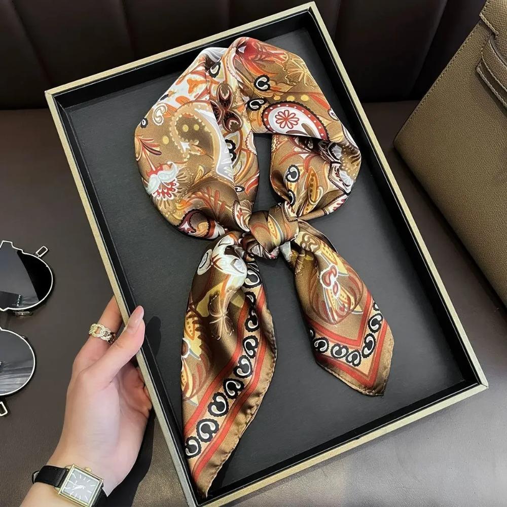Fashion Luxury Brand 70cm Silk Feel Square Scarf Women Neck Tie Female Hair Bandana Headkerchief Shawl Wrap Hijab Echarpe