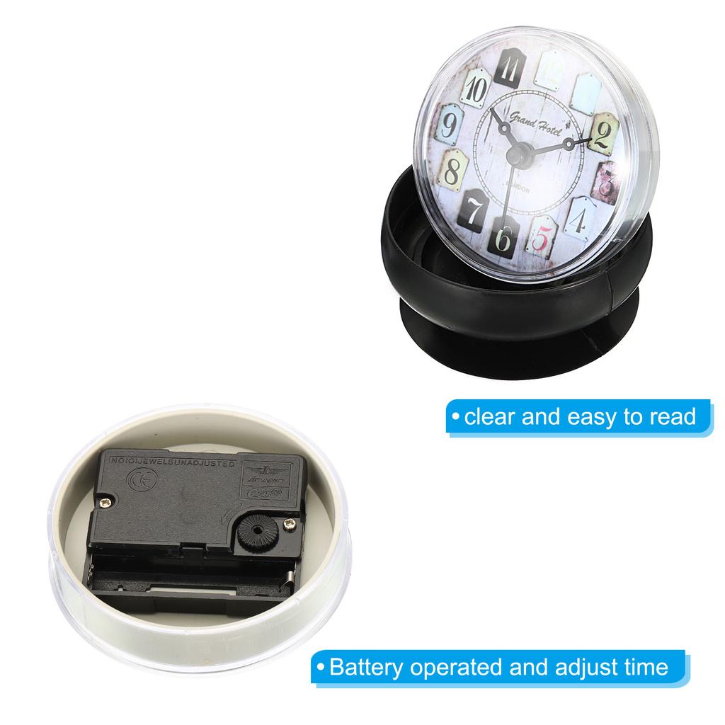 Uxcell 7.5cm Waterproof Mini Shower Clock Small Table Kitchen Living Bathroom Room Wall Clock Toilet Round Sucker Decor Art