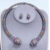 European and American Exaggerated Color Zircon Leopard Head Necklace Earrings Set Luxury Retro Court Style Full of Diamond Jewelry Accessories