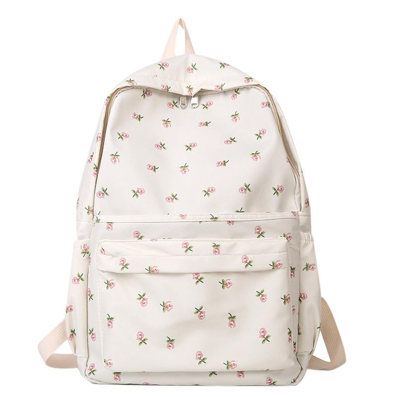 Cartella: Zaino floreale giapponese stile soft girl per bambine, borsa scolastica fresca stile coreano INS, zaino per scuola superiore