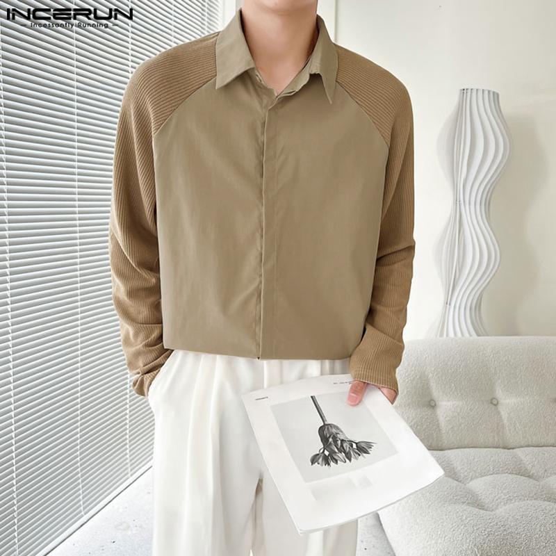 

INCERUN Весенние мужские цветные рубашки с длинным рукавом