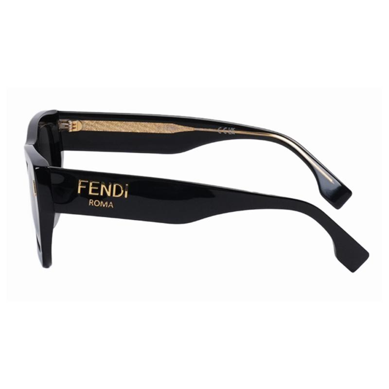 Fendi Metal Decor Elegant Acetate Irregular Shape Sunglasses Women Sunglasses Black FE4010001A