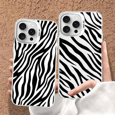 Zebra Print Clip Art Phone Case For IPhone 17 16 15 14 13 12 11 Pro Max Plus Color Silver Cover