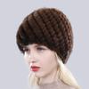 Women Winter Hand Knitted Genuine Mink Fur Hat Natural Warm Good Elasticity Fur Cap Russia Lady Quality Real Mink Fur Hats
