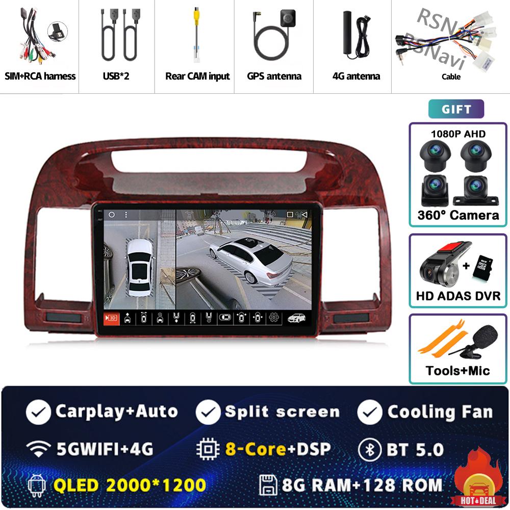 Android 14 Carplay Car Radio For Toyota Camry 5 XV 30 2001 2002 - 2006 Multimedia Video Player Navigation GPS Stereo 2Din DVD BT