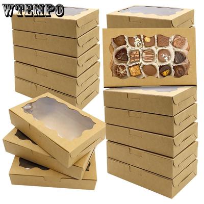 20pcs Large Treat Boxes with Window Kraft Paper Gift Wrap Boxes with Clear Window Gift Box for Weddings Birthdays Parties Ramadan Easter