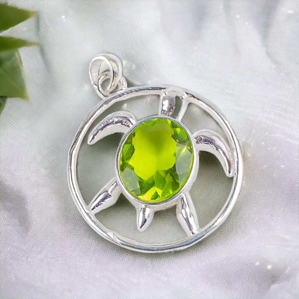 

Natural Multi Gemstone 925 Solid Silver Prosperity Turtle Jewelry Pendant 1.18 CP-2