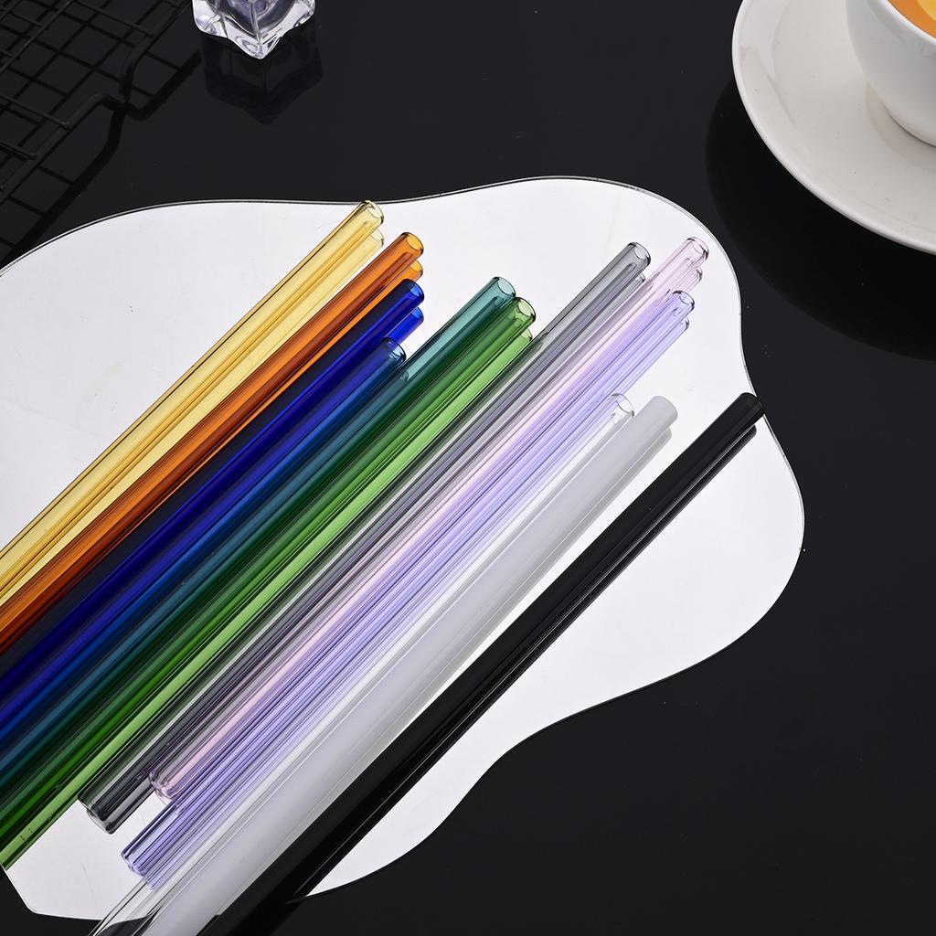 11-piece Reusable Glass Straws Clear Smoothie Drinking Straws with Clean Brush for Beverages Milk Tea Juices Cocktail