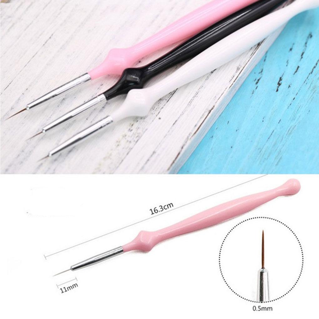 2018 HOT SALE 3pcs Acrylic Handle Nail Lines Painting Pens Nail Tip Drawing Brush DIY Tools 3D Design Manicure Drawing Tools