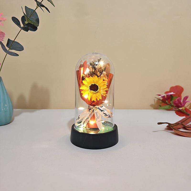 1 Set Eternal Rose Light Soap Flower In Acrylic Cover Led Valentine Day Gift For Girlfriend Mothers Day Wedding Bridesmaid Gift