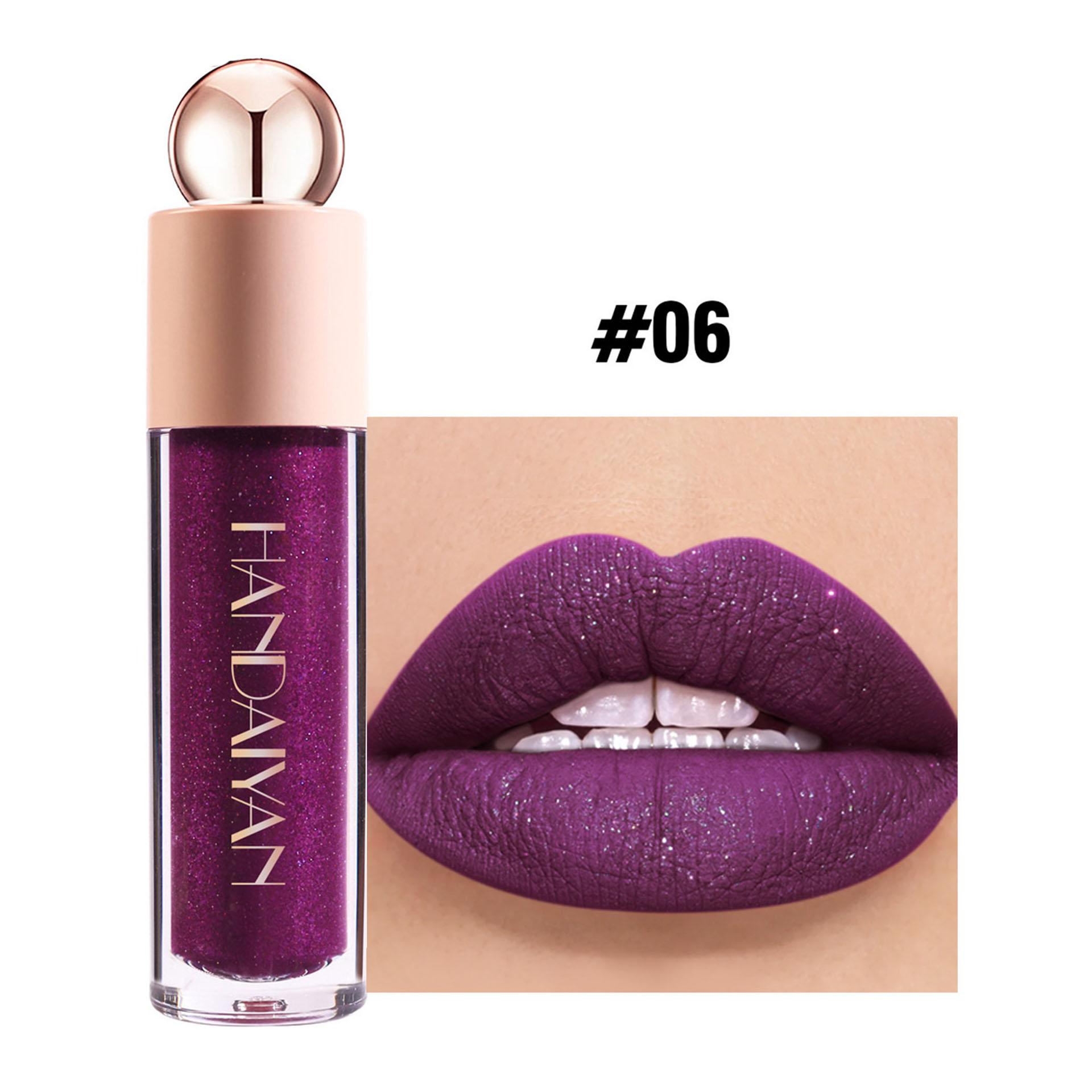 QIBEST Diamant Vloeibare Lippenstift Hydraterend Langhoudend Paars Sprankelende Waterdichte Lipgloss Mat Glanzende Lippenstift Koreaanse Make-up