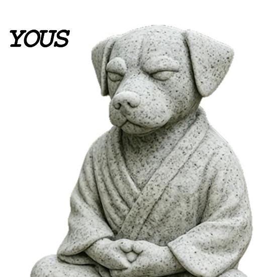 Waterproof Garden Ornament 3D Printed Meditating Dog Statue, Cute Zen Puppy Sculpture, Retro Desk Unique Table Decoration Decor for Home & Office,