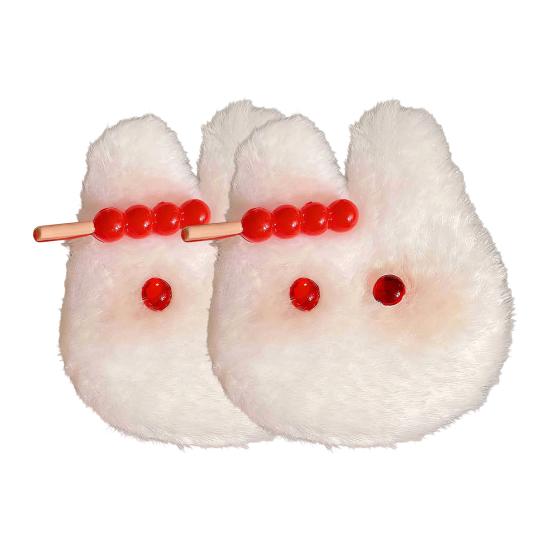 Yousheng 2Pcs Girl Hair Tie Cartoon Rabbit Decor Soft Plush Hair Rope High Elasticity Non-Damaging Fuzzy Hair Band Winter Hair C