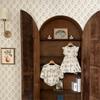 Nordic A-Class Baby Girl Floral Corduroy Romper with Puff Sleeves