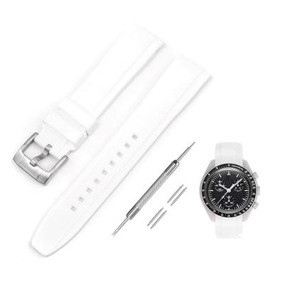 Jumpsunfun 20mm Watch Band for Omega X Swatch Speedmaster White Silicone Strap for Omega and Swatch Speedmaster MoonSwatch MoonSwatch,