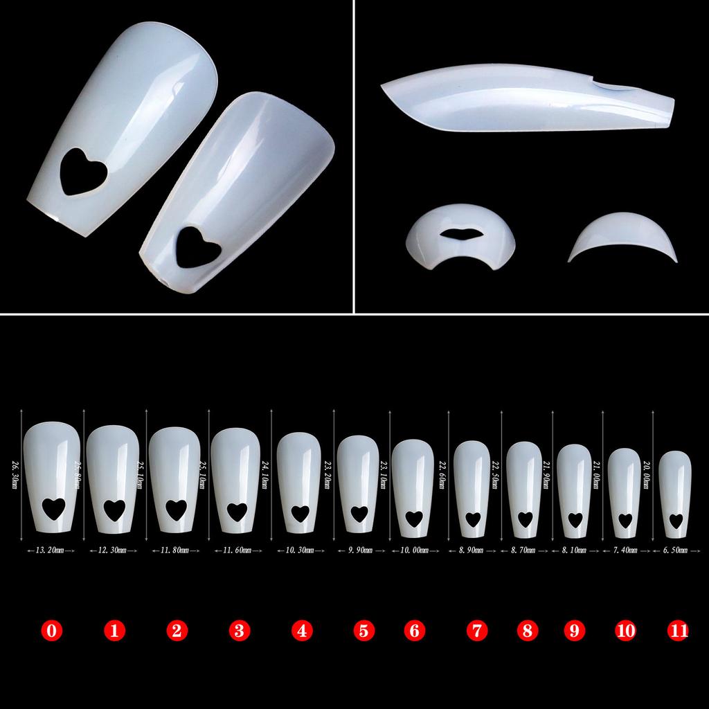 Square False Nails Tips 504 Pcs Acrylic Press on Nails Clear Artificial False Nail Heart Fake Nails for Nail Extension