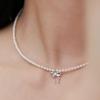 Dmoment (925Silver)  Bow De Pearl Necklace