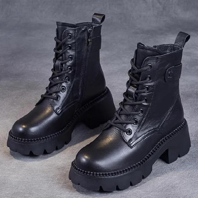 Fashion Women Winter Boots Outdoor Non Slip Casual Thick Soled Warm Short Boots Fashion Comfort Chunky Heel Motorcycle Boots Botas Mujer