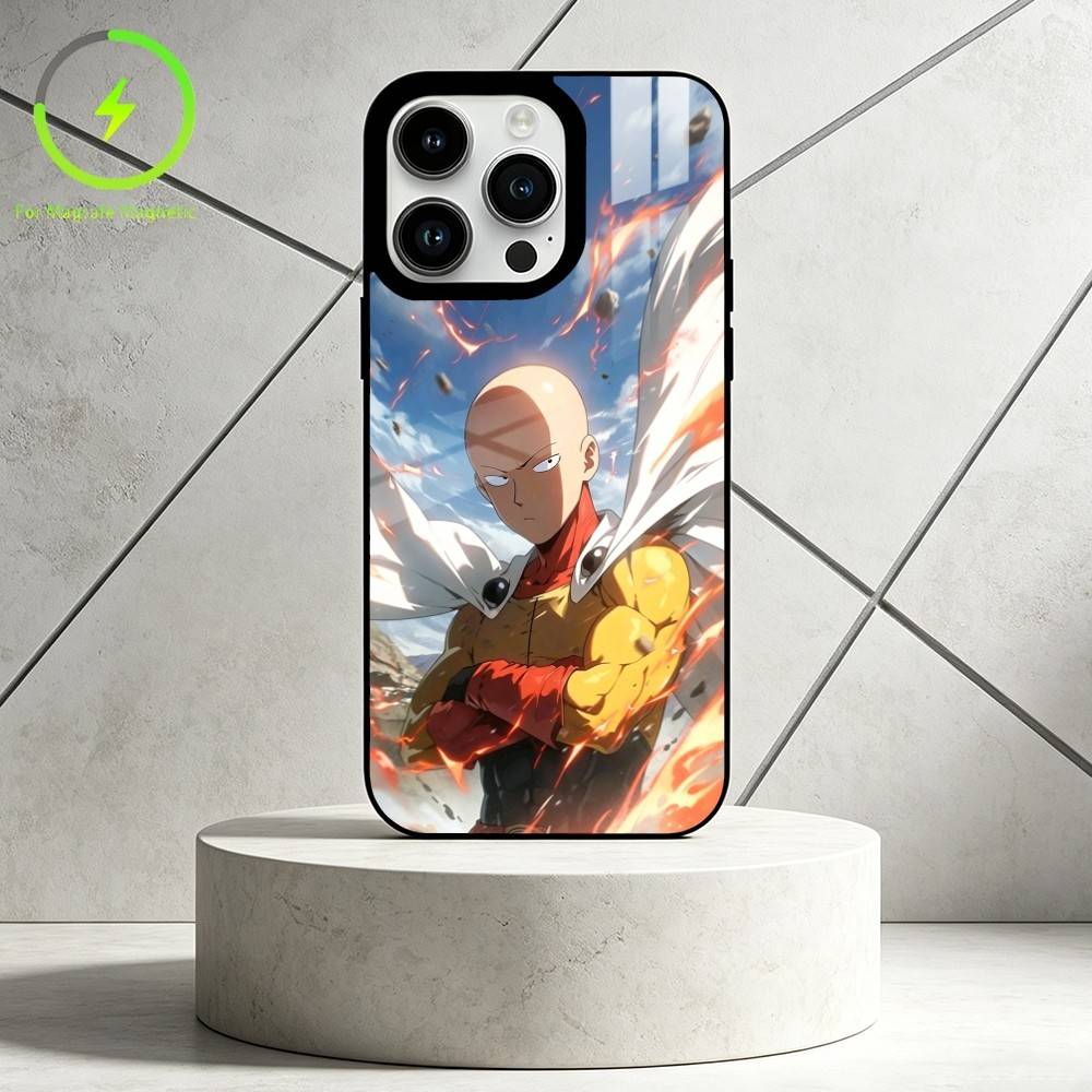 O-One-Punch Man Phone Case For iPhone 17,16,15,14,13,12,Plus,Pro,Max For Magnetic Wireless Charge iPhone17Promax