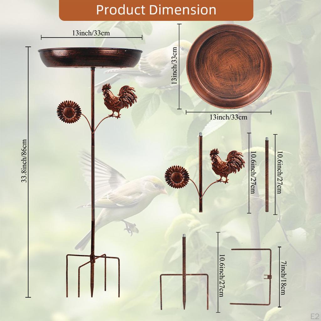 Bird Bath Feeder Stable Base Gifts Easy Installation Large Capacity Metal Accessories Outside