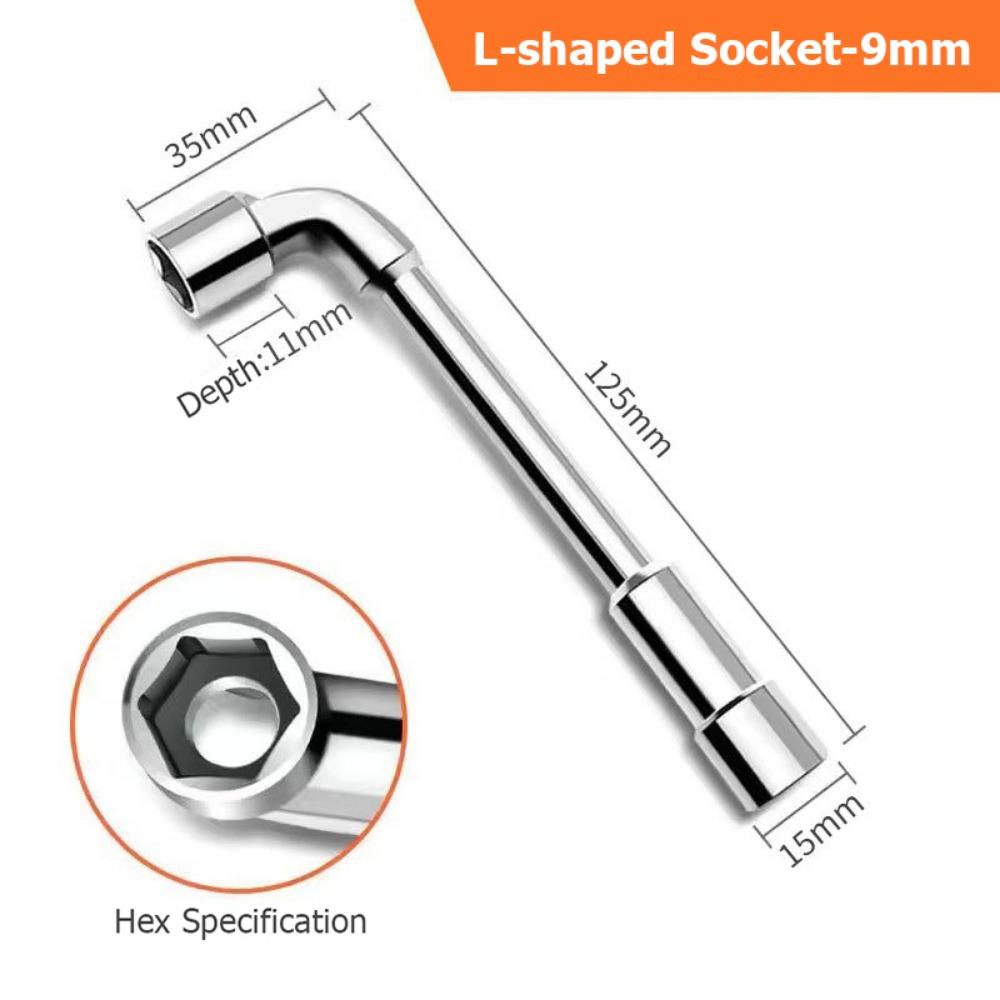 Chrome-vanadium Steel L-shaped Socket Wrench 6-19mm Hex Adapter Spanner Practical Hand Tool