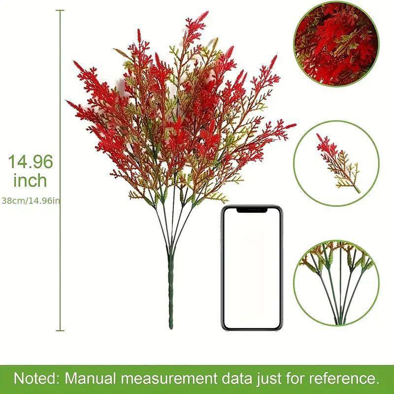 Artificial Plastic Pine Tree Green Red Leaves Balcony Garden Indoor Outdoor Party Potted Plant Home Decoration Floral Art Basket
