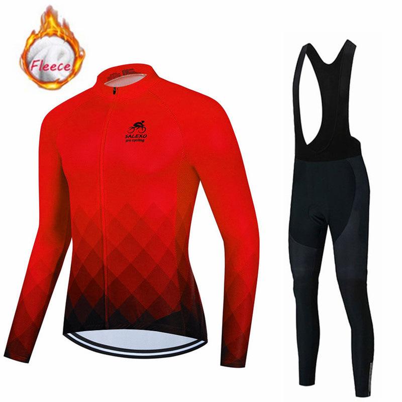 Cycling Suit Long Sleeve Cycling Suit Men's Tour De France Fleece Winter Cycling Suit 2026 Winter Fleece Warm Cycling Suit Set