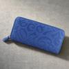 [Frank Miura] Long Wallet, Round Zipper, Embossed, Men's & Women's, Big Money (Embossed Blue)