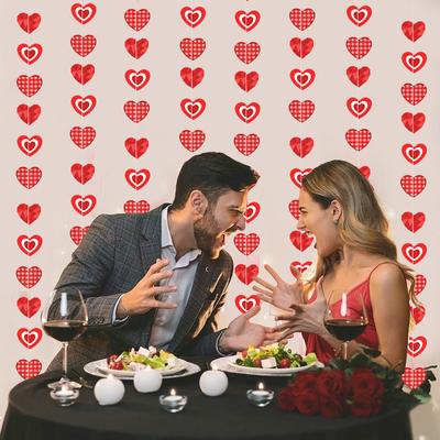 12 Hearts Hanging Banner Garland Valentine's Day Red Heart Hanging String Curtain Wedding Birthday Party Supplies Home Decor