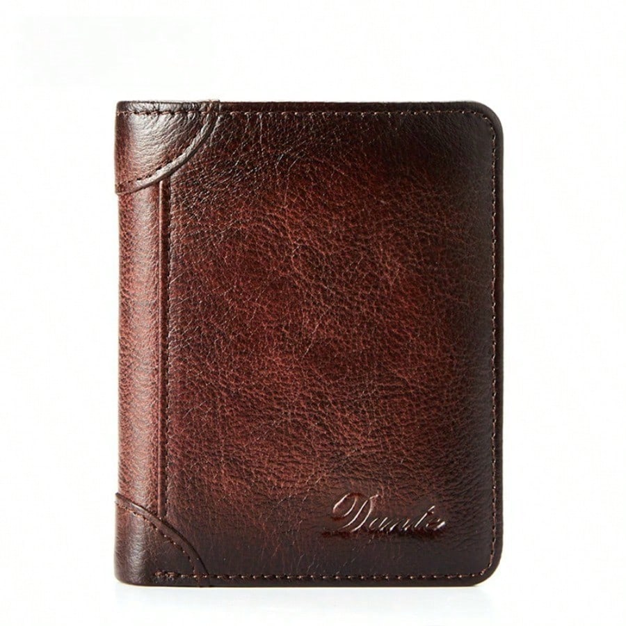 New men's wallet vertical first layer cowhide anti-theft swipe card degaussing genuine leather wallet popular wallet