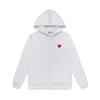 Unisex Hooded Zip-Up Sweatshirt With Heart Embroidery Casual Loose Fit Sportswear