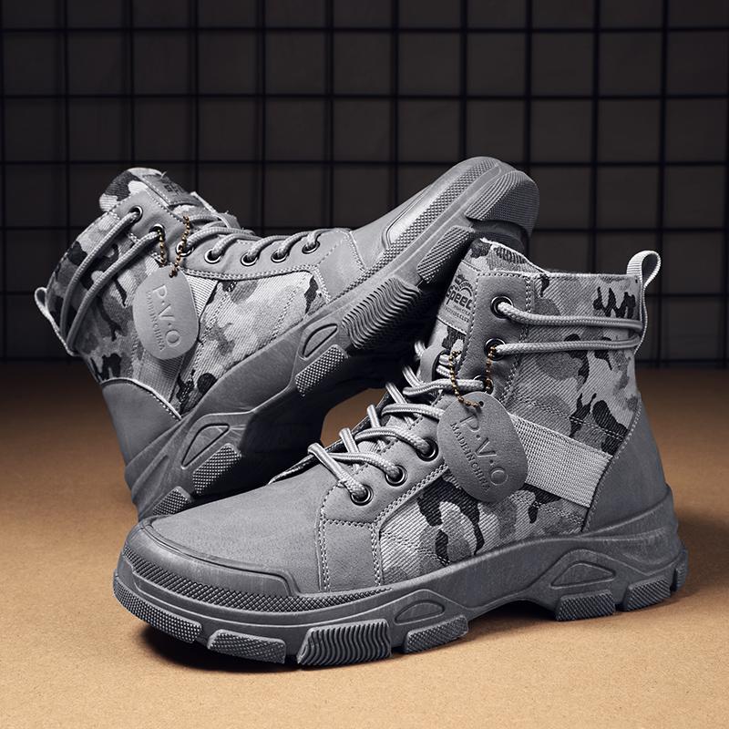 Fashion Men Work Safety Shoes Platform Snow Boots Winter  Men Boots Casual Roman Leather Shoes Male High Quality Mens