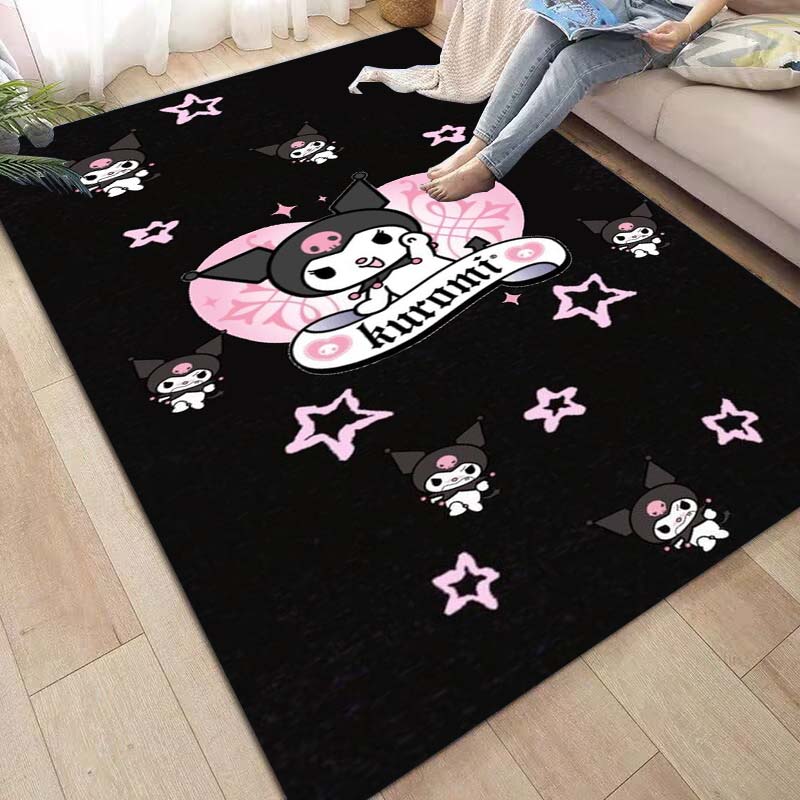 3D printed Kuromi cartoon rug, suitable for living room, bedroom, kitchen, doorway, children's non-slip floor mat, birthday gift